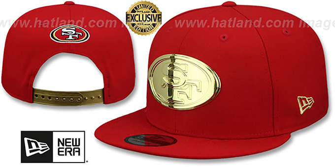 49ers 'GOLD METAL-BADGE SNAPBACK' Red Hat by New Era