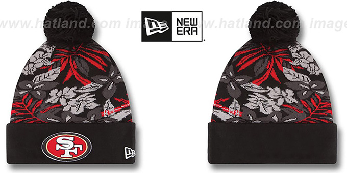 49ers 'SNOW-TROPICS' Black Knit Beanie Hat by New Era