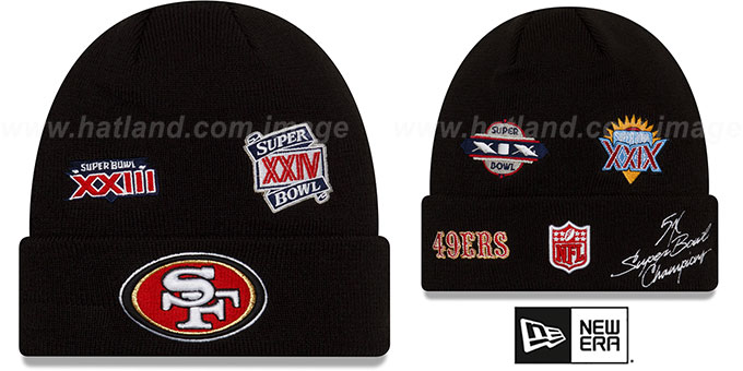 49ers 'SUPER BOWL ELEMENTS' Black Knit Beanie Hat by New Era