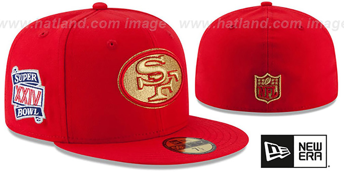 49ers 'SUPER BOWL XXIV GOLD-50' Red Fitted Hat by New Era