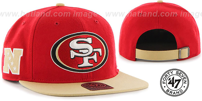 49ers 'SUPER-SHOT STRAPBACK' Red-Gold Hat by Twins 47 Brand