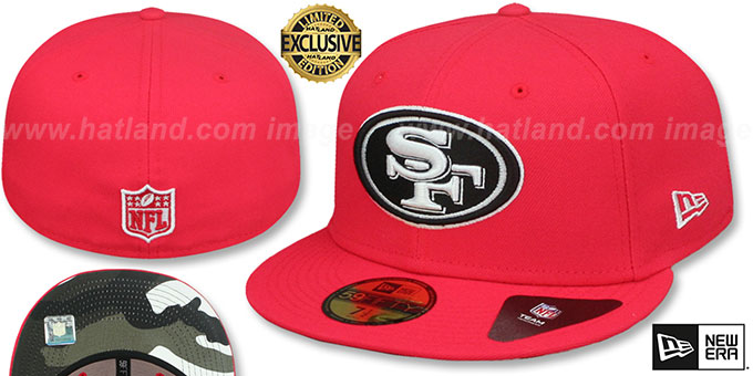 49ers 'URBAN CAMO-BOTTOM' Lava Red Fitted Hat by New Era