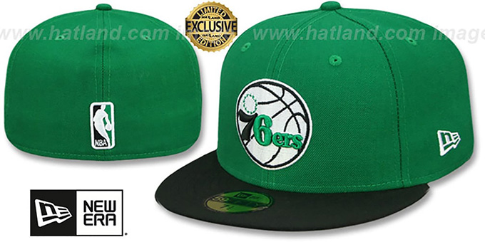 76ers 2T 'OPPOSITE-TEAM' Green-Black Fitted Hat by New Era