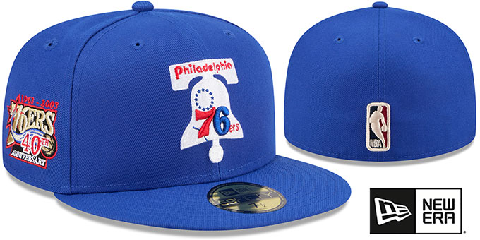 76ers '40TH ANNIVERSARY SIDE-PATCH' Royal Fitted Hat by New Era
