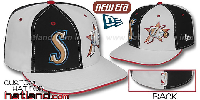 76ers 'DOUBLE WHAMMY' Black-White Fitted Hat