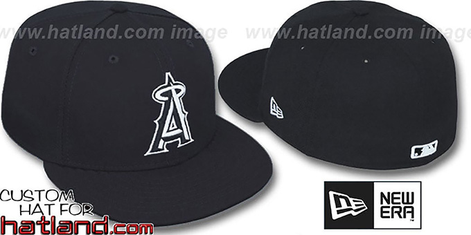 Angels 'TEAM-BASIC' Black-White Fitted Hat by New Era