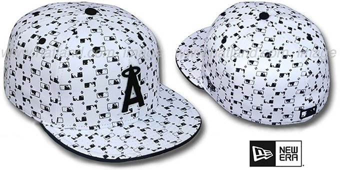 Angels 'MLB FLOCKING' White-Black Fitted Hat by New Era