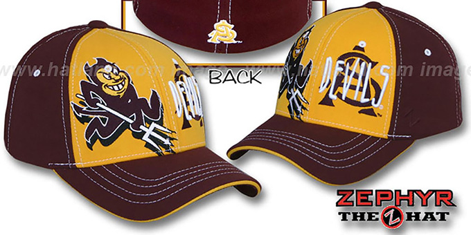 Arizona State 'RAGE' Z-Fit Hat by Zephyr - gold-maroon
