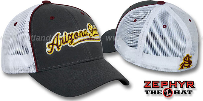 Arizona State 'SCRIPT-MESH' Fitted Hat by Zephyr - grey-white