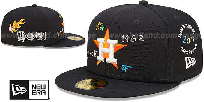 Astros 'ALL-OVER SCRIBBLE' Navy Fitted Hat by New Era