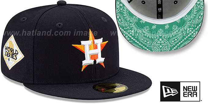 Astros 'BANDANA KELLY BOTTOM' Navy Fitted Hat by New Era
