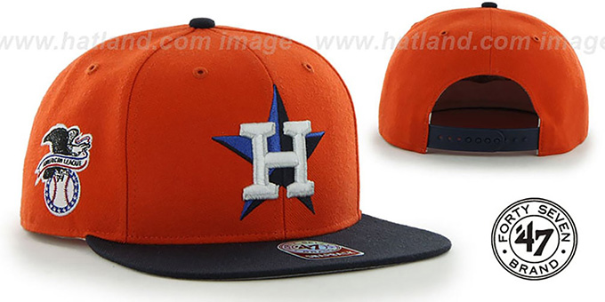 Astros COOP 'SURE-SHOT SNAPBACK' Orange-Navy Hat by Twins 47 Brand
