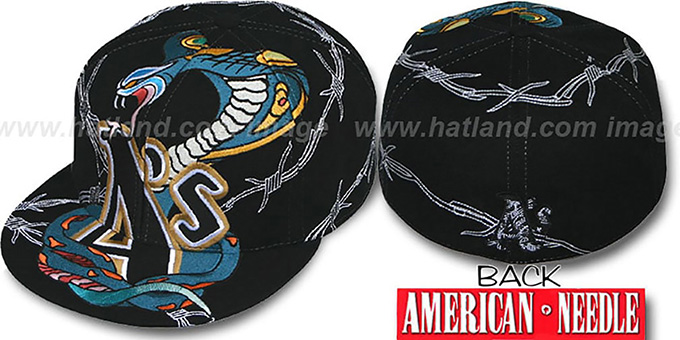 Athletics 'SNAKE BITE' Black Fitted Hat by American Needle