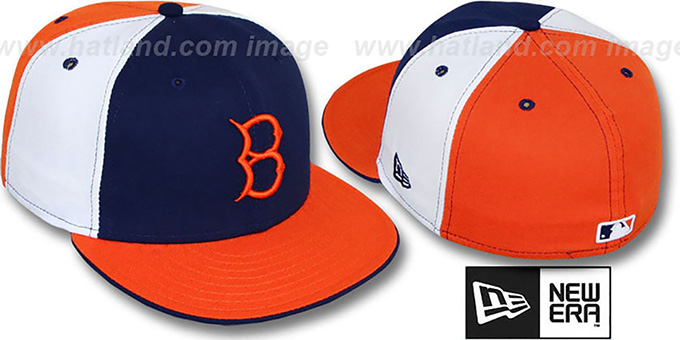 B Dodgers COOP 'PINWHEEL' Navy-White-Orange Fitted Hat by New Era