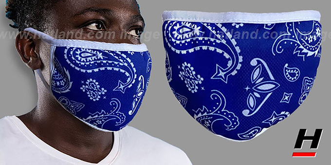 BANDANA Royal-White Washable Fashion Mask by Hatland.com