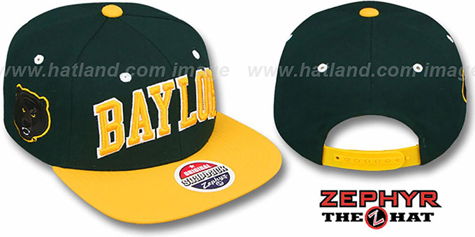 Baylor '2T SUPER-ARCH SNAPBACK' Green-Gold Hat by Zephyr