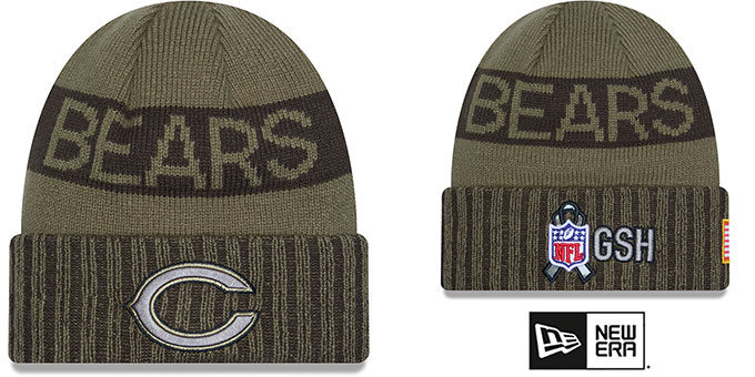 Bears '2025 SALUTE-TO-SERVICE' Olive Knit Beanie Hat by New Era