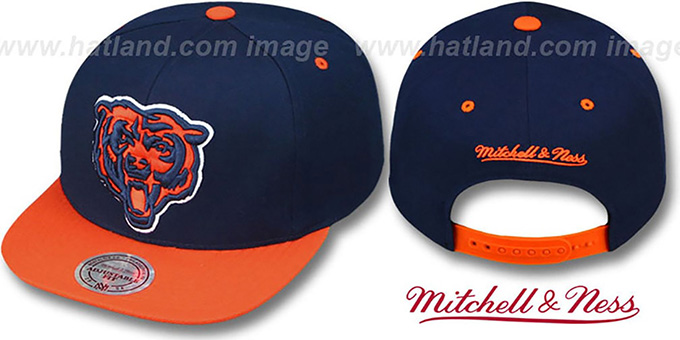 Bears '2T XL-LOGO SNAPBACK' 2 Navy-Orange Adjustable Hat by Mitchell and Ness