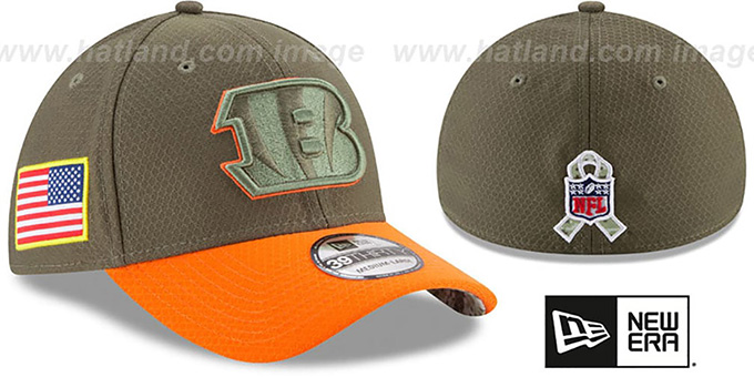 Bengals '2017 SALUTE-TO-SERVICE FLEX' Green-Orange Hat by New Era