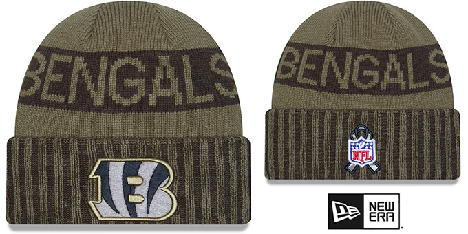 Bengals '2025 SALUTE-TO-SERVICE' Olive Knit Beanie Hat by New Era