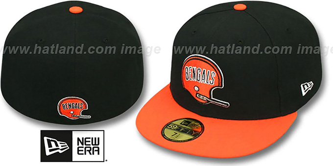 Bengals 'NFL 2T THROWBACK TEAM-BASIC' Black-Orange Fitted Hat by New Era
