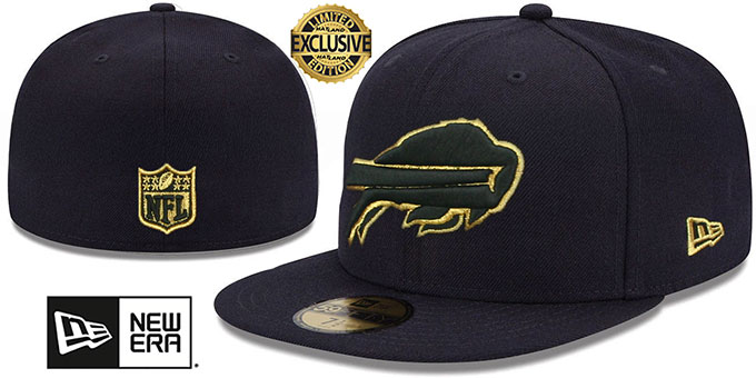 Bills 'GOLD-METALLIC' Black Fitted Hat by New Era