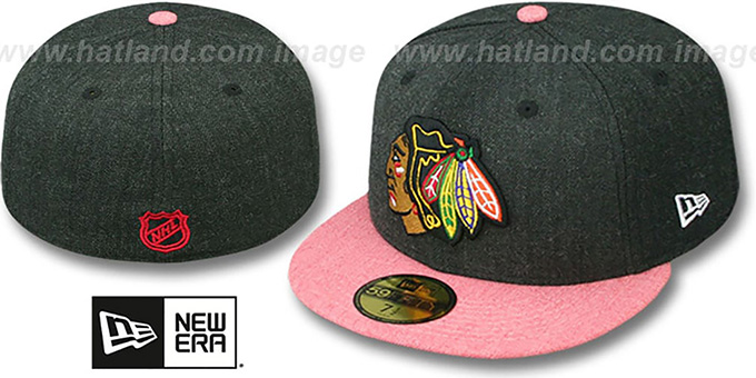 Blackhawks '2T-HEATHER ACTION' Charcoal-Red Fitted Hat by New Era