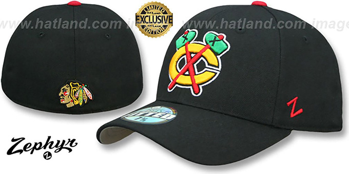 Blackhawks 'ALTERNATE SHOOTOUT' Black Fitted Hat by Zephyr