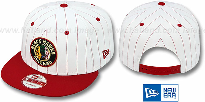 Blackhawks 'PINSTRIPE BITD SNAPBACK' White-Red Hat by New Era