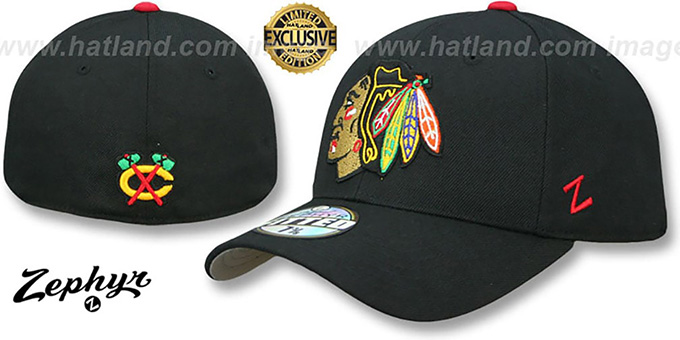 Blackhawks 'SHOOTOUT' Black Fitted Hat by Zephyr