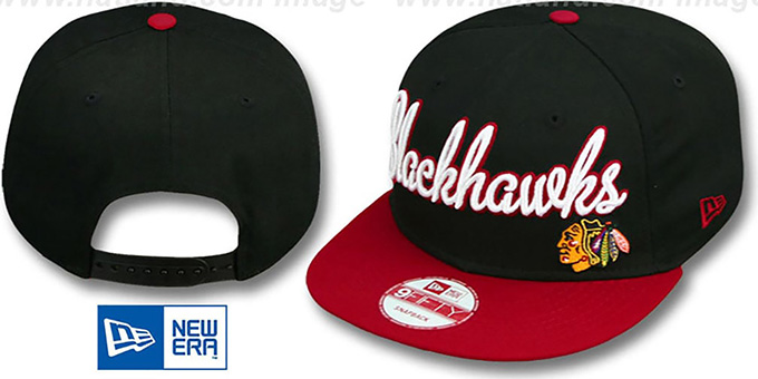 Blackhawks 'SWASH-SCRIPT SNAPBACK' Black-Red Hat by New Era