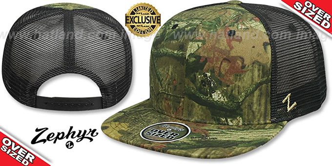 Blank 'OVER-SIZED CAMO MESH-BACK SNAPBACK' Realtree-Black Hat by Zephyr