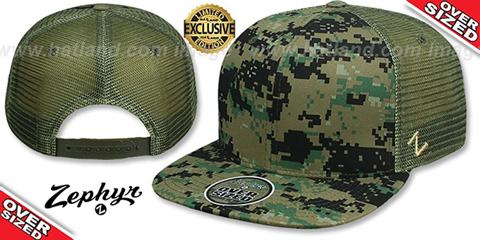 Blank 'OVER-SIZED DIGICAMO MESH-BACK SNAPBACK' Army-Olive Hat by Zephyr