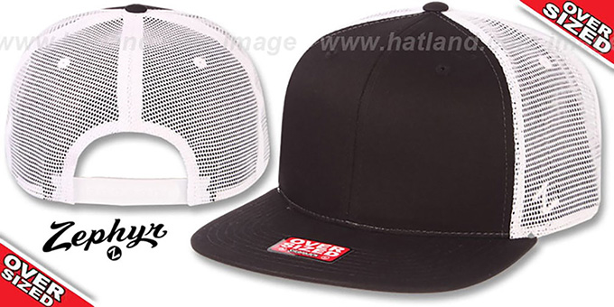 Blank 'OVER-SIZED MESH-BACK SNAPBACK' Black-White Hat by Zephyr