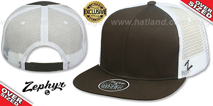 Blank 'OVER-SIZED MESH-BACK SNAPBACK' Brown-White Hat by Zephyr