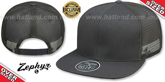 Blank 'OVER-SIZED MESH-BACK SNAPBACK' Charcoal-Charcoal Hat by Zephyr