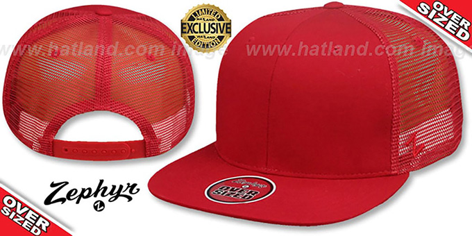 Blank 'OVER-SIZED MESH-BACK SNAPBACK' Red-Red Hat by Zephyr