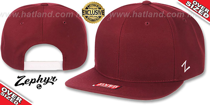 Blank 'OVER-SIZED SNAPBACK' Burgundy Hat by Zephyr