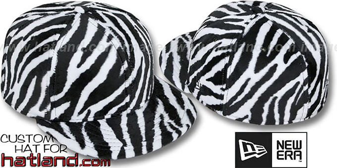 Blank 'ZEBRA PIMPIN-FUR' White-Black Fitted Hat by New Era