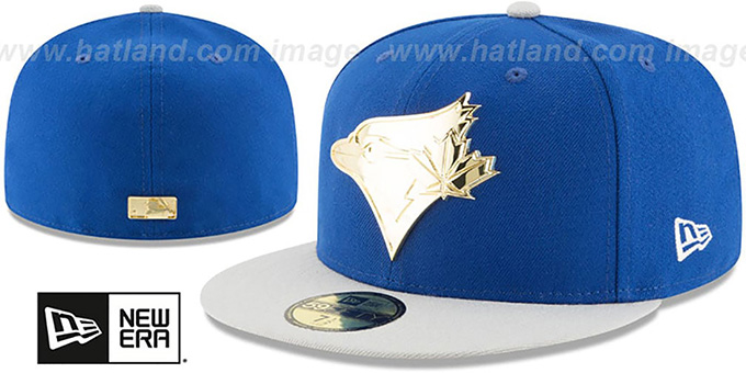 Blue Jays 'GOLDEN-BADGE' Royal-Grey Fitted Hat by New Era