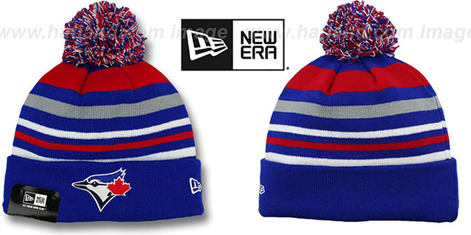 Blue Jays 'STRIPEOUT' Knit Beanie Hat by New Era