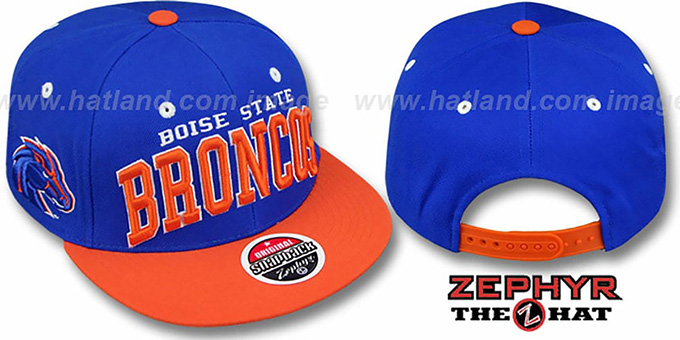Boise State '2T SUPER-ARCH SNAPBACK' Royal-Orange Hat by Zephyr