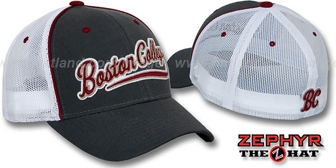 Boston College 'SCRIPT-MESH' Fitted Hat by Zephyr - grey-white