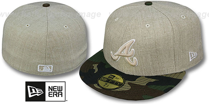 Braves '2T-HEATHER' Oatmeal-Army Fitted Hat by New Era