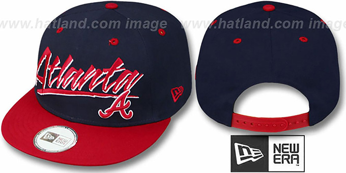 Braves '2T MLB RETRO-WORD SNAPBACK' Navy-Red Adjustable Hat by New Era