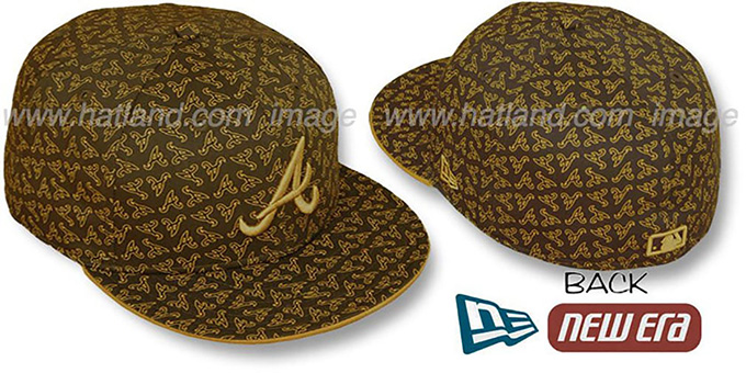 Braves A 'ALL-OVER FLOCKING' Brown-Wheat Fitted Hat by New Era