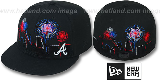 Braves 'CITY-SKYLINE FIREWORKS' Black Fitted Hat by New Era