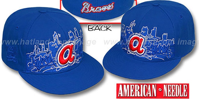 Braves 'COOPERSTOWN SKYLINE' Royal Fitted Hat by American Needle