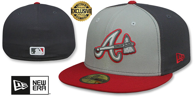 Braves 'GREY TONE' Grey-Charcoal-Red Fitted Hat by New Era