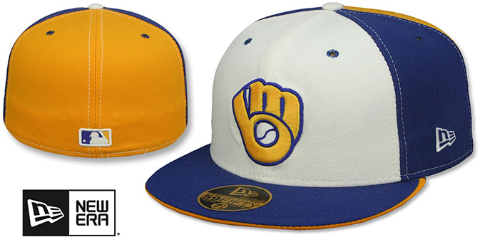 Brewers COOPERSTOWN 'PINWHEEL' White-Royal-Gold  Fitted Hat